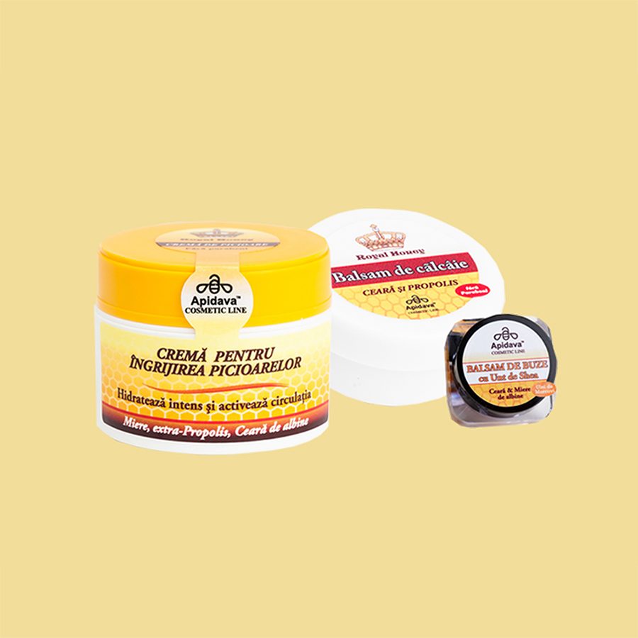 Crema de picioare, balsam de calcaie, balsam de buze de la Apidava